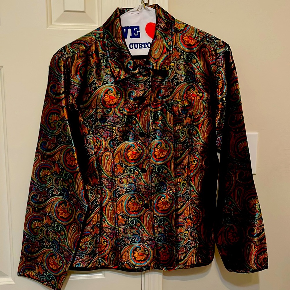 Chicos Paisley Shimmer Shirt/Jacket